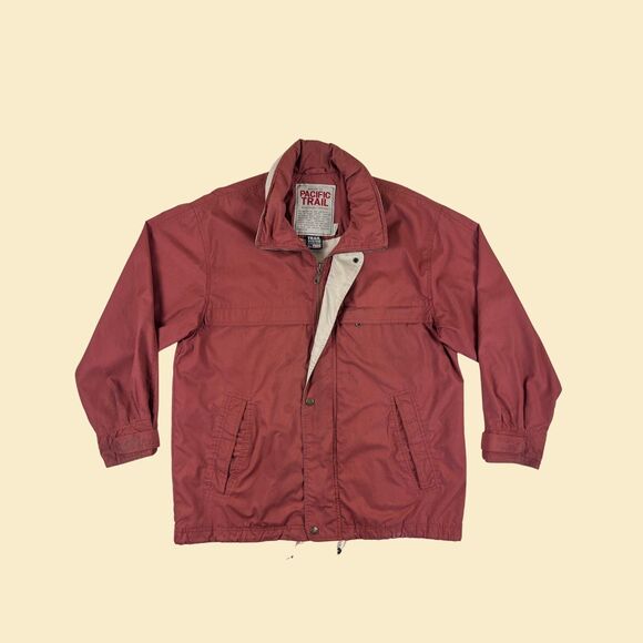90s M hooded windbreaker by Pacific Trail, vintage burgundy outdoors mens jacket - Picture 1 of 10